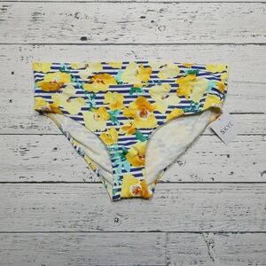 Skye Bikini Bottom Womens XL Mid Waist Foldover Swimwear Stripe Floral Bathing S